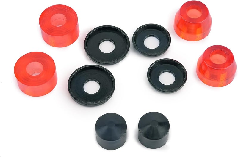 MaxFind Skateboard Bushings Set (2 Top/2 Bottom Bushings +2 Pivot Cups + 4 Washers) - PU 95A & 98A Hardness for Stable Ride，Compatible with Skateboard/Longboard Trucks - Image 1